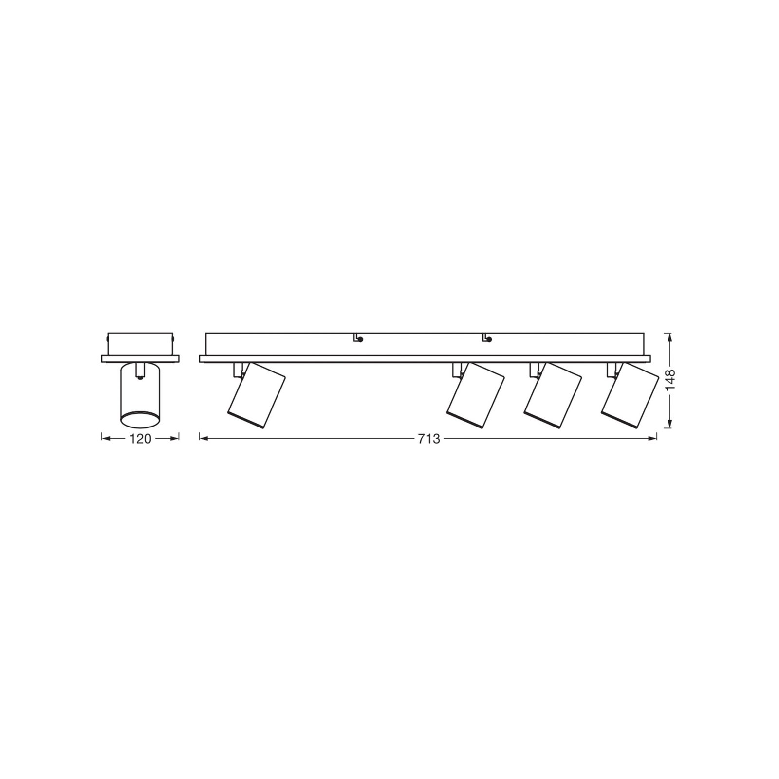 Spot LED OSRAM MARS CLICK-SELECT, 4 spots, noir