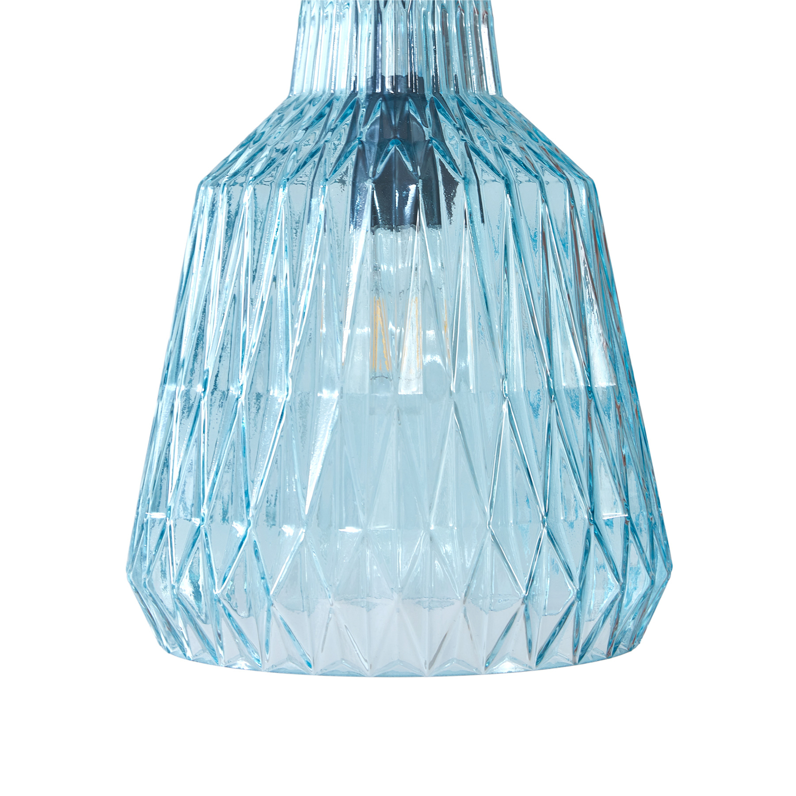 Lámpara colgante Lindby Belarion, azul, 1 luz, cristal, Ø 23 cm