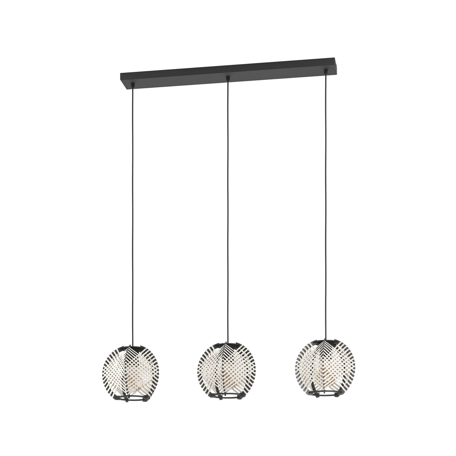 Viseća lampa Waverton, crno/bijela, dužina 92 cm, čelik/tkanina