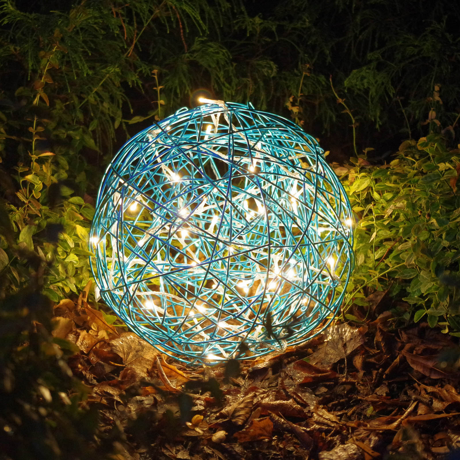 Pelota de diseño LED 3D Galax Fun, Ø 30 cm, azul