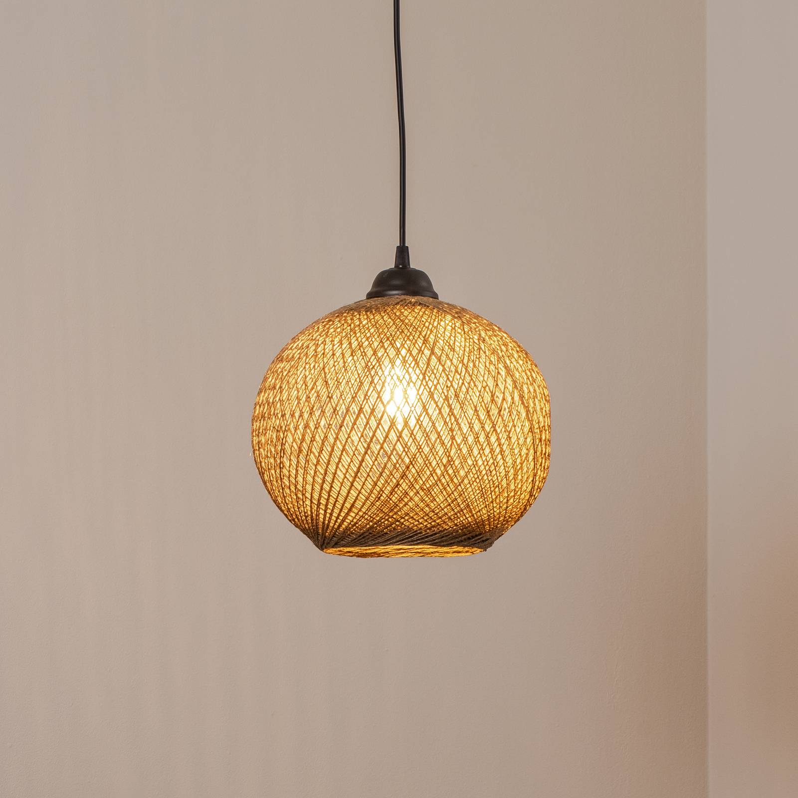 Hängeleuchte Yumak, braun, Ø 26 cm, Seil, 1-flammig günstig online kaufen