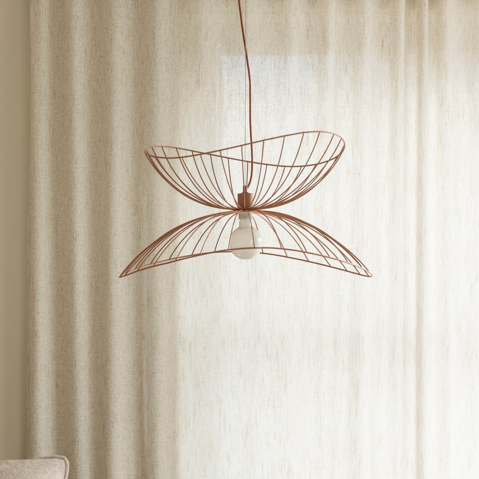 Globen Lighting Lampă suspendată RAY, roz, Ø 70 cm, metal