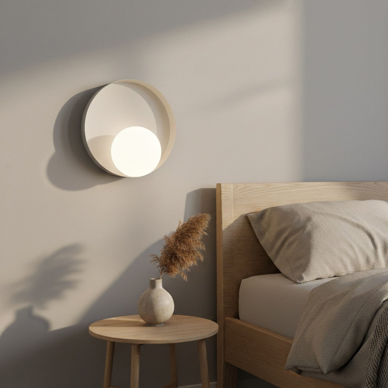 Kido K1 wall light, beige, steel/glass, Ø 20 cm Kido K1 wall light, beige, steel/glass, Ø 20 cm