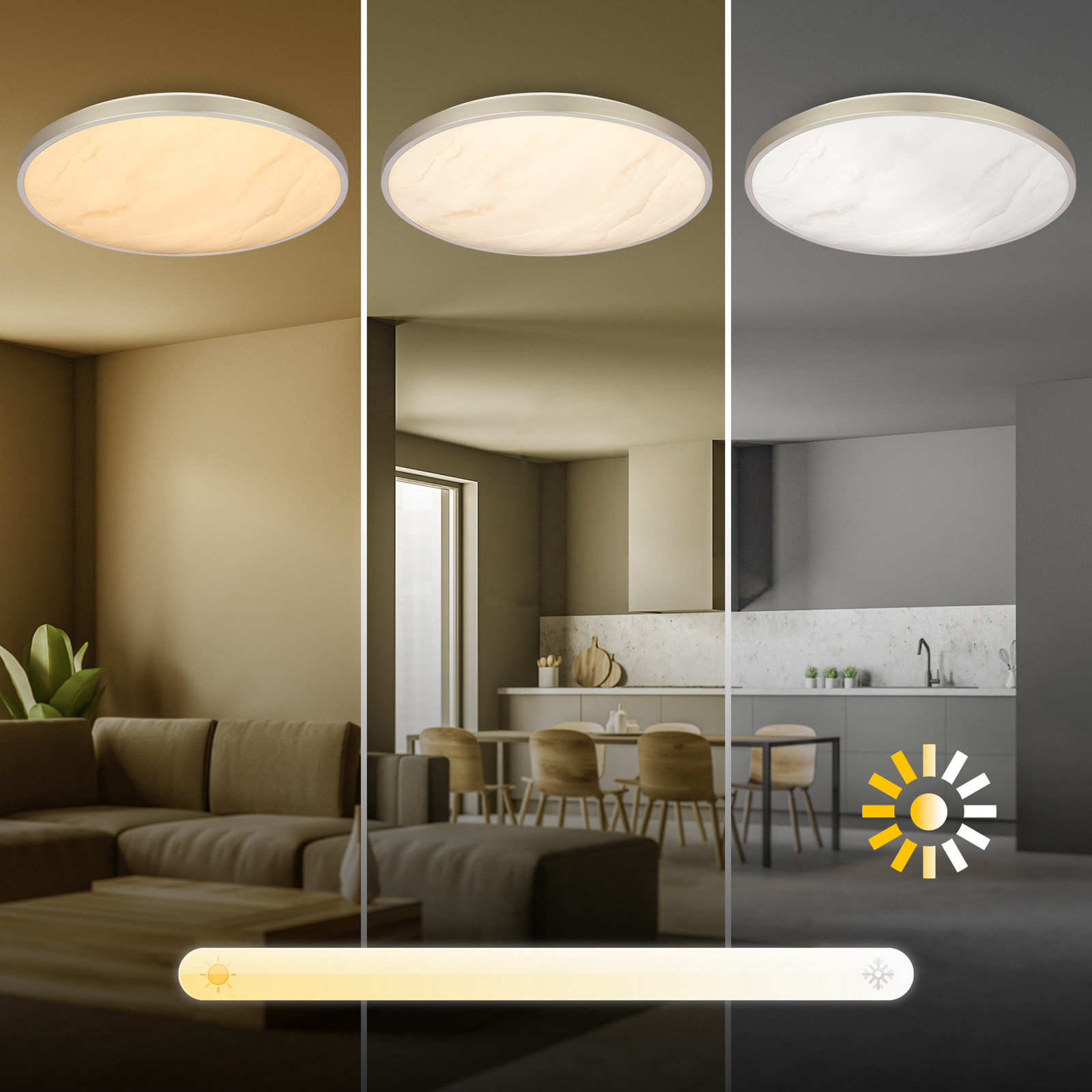 Plafonnier LED Competo, CCT, Ø 38 cm, nickel mat
