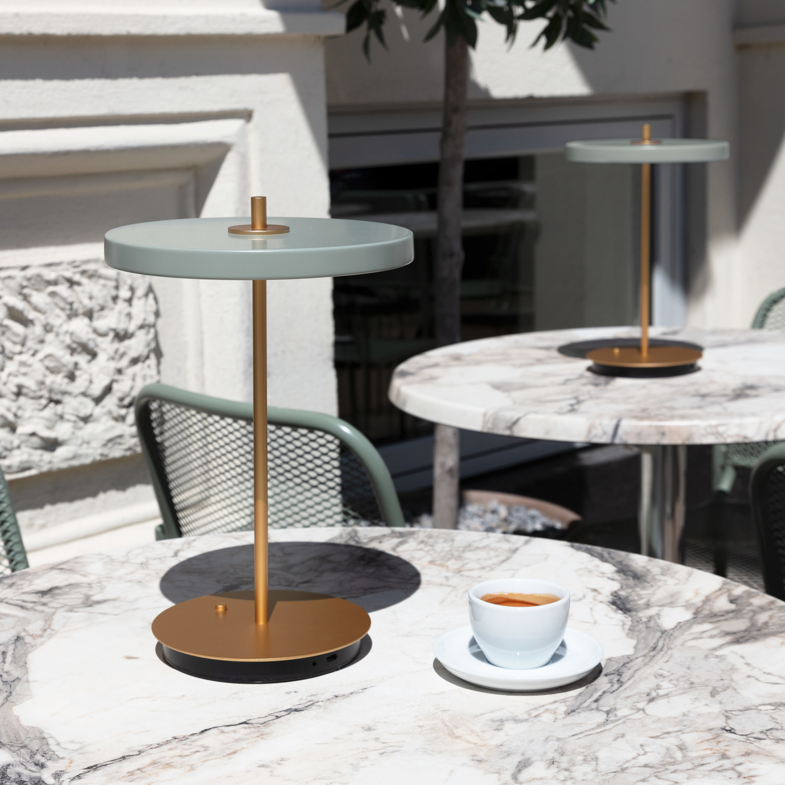 Asteria Move LED rechargeable table lamp olive/brass 31 cm - UMAGE