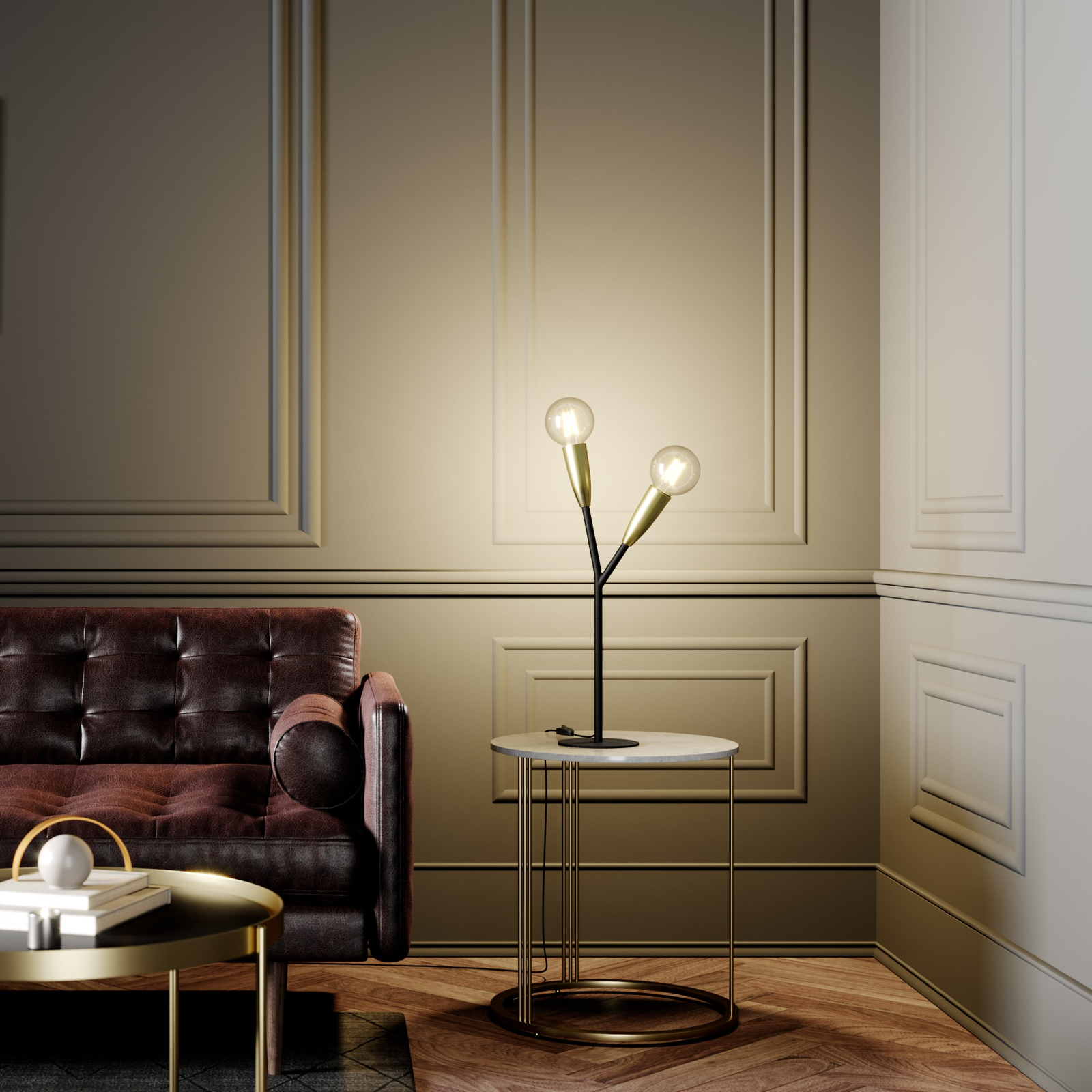Carlea 2 Pöytävalaisin Black/Brass - Lucande