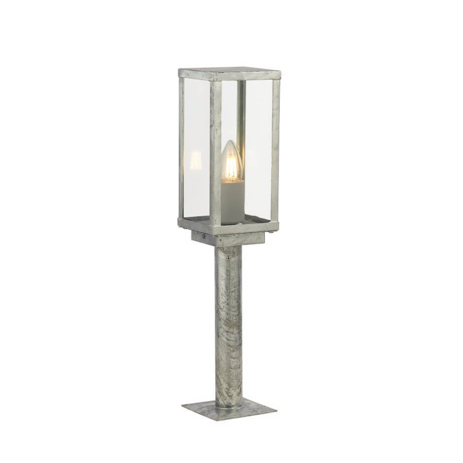 Luminaire pour socle Box II, hauteur 50 cm, argent/clair, verre, IP44