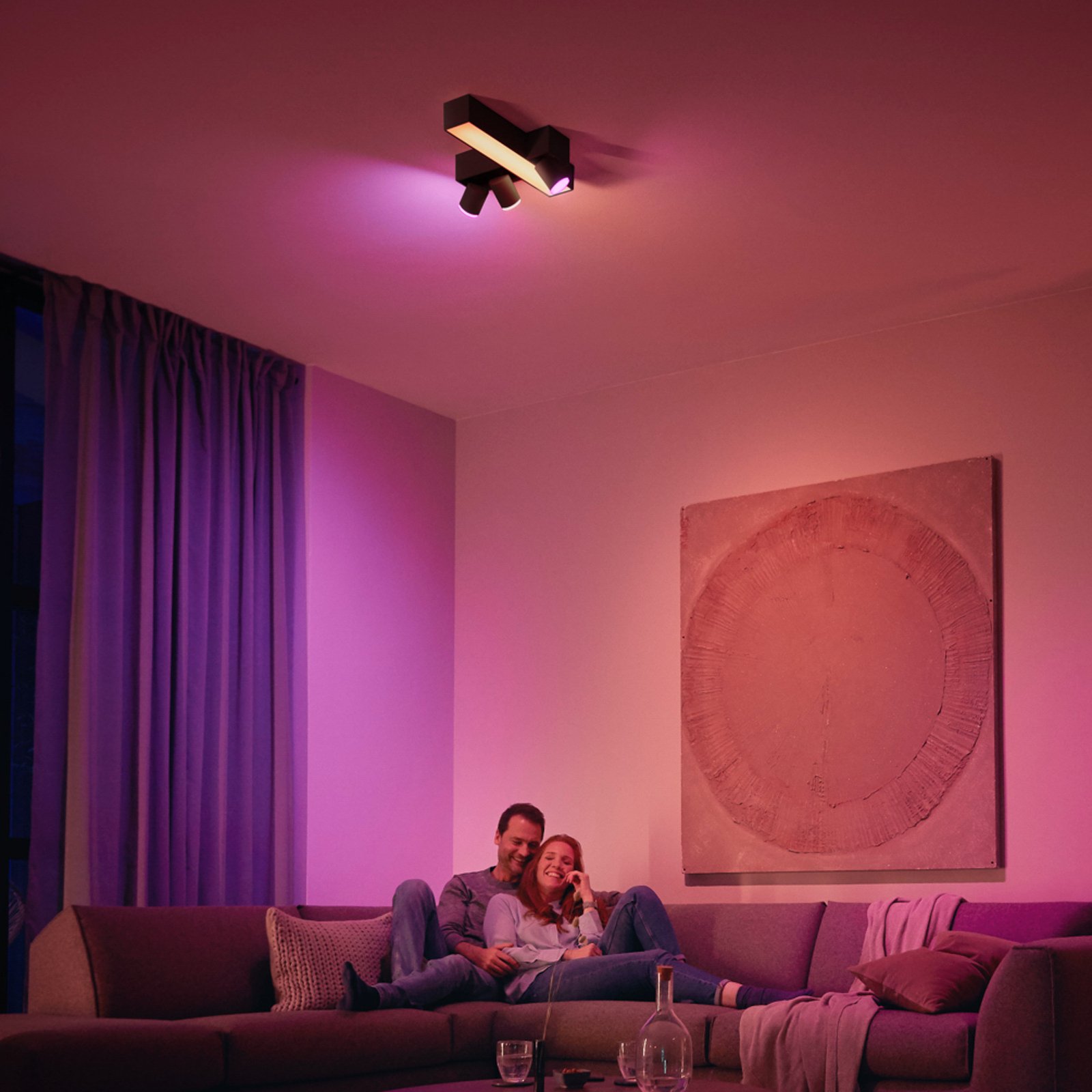 Spot LED Philips Hue Centris Cross negru 3 becuri RGB CCT