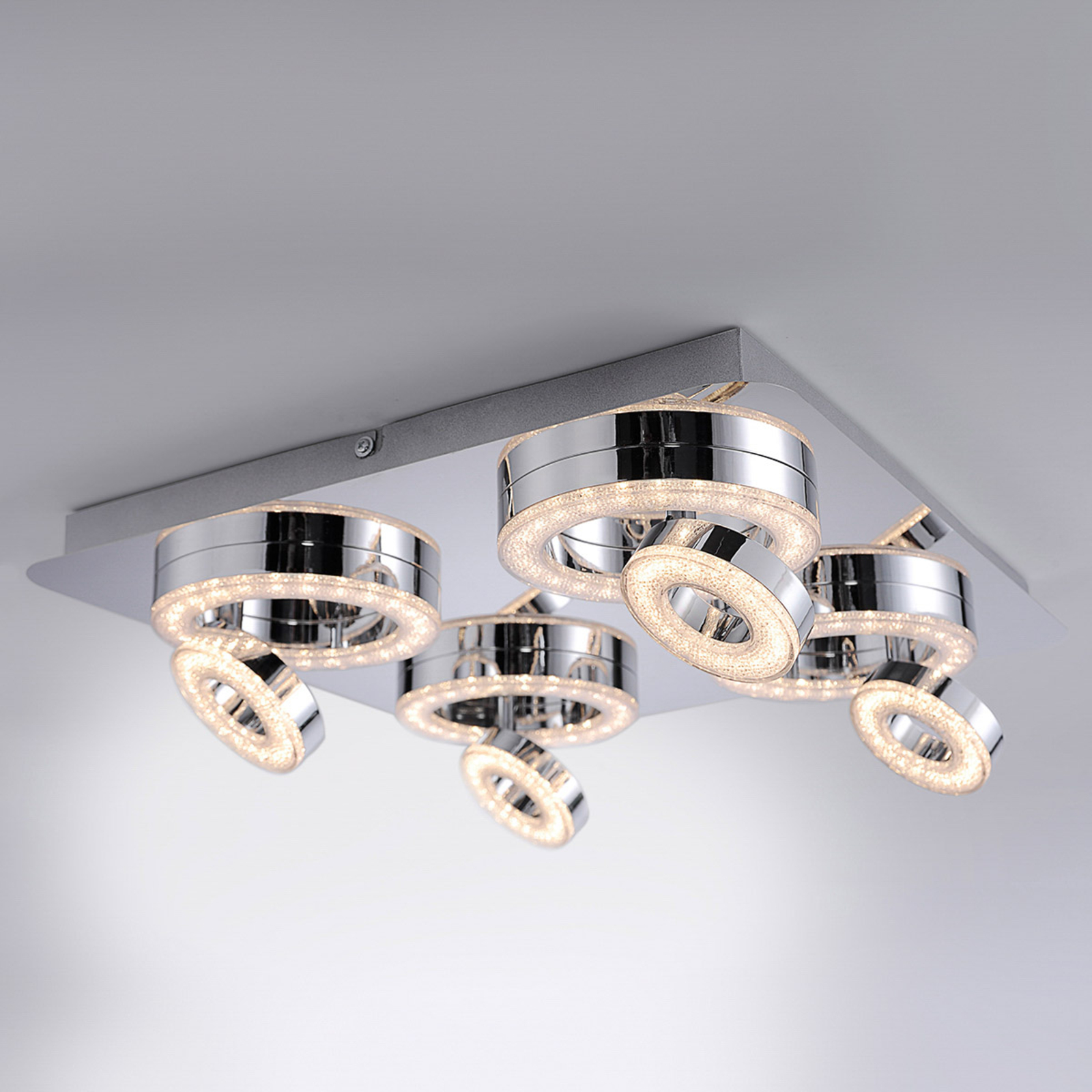 Tim square LED ceiling lamp with 8 rings