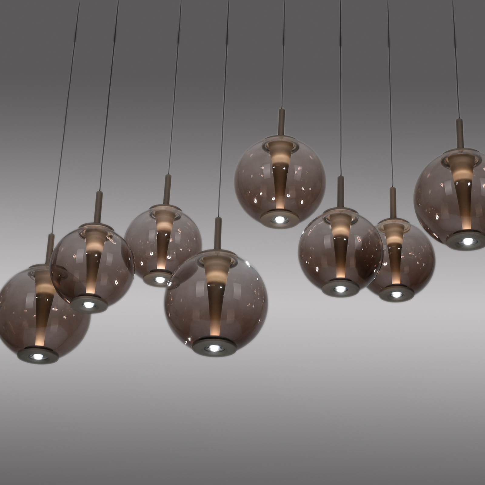 PURE LED-Pendellampe E-Infinity bronze/amber, 198 cm, 10-flg