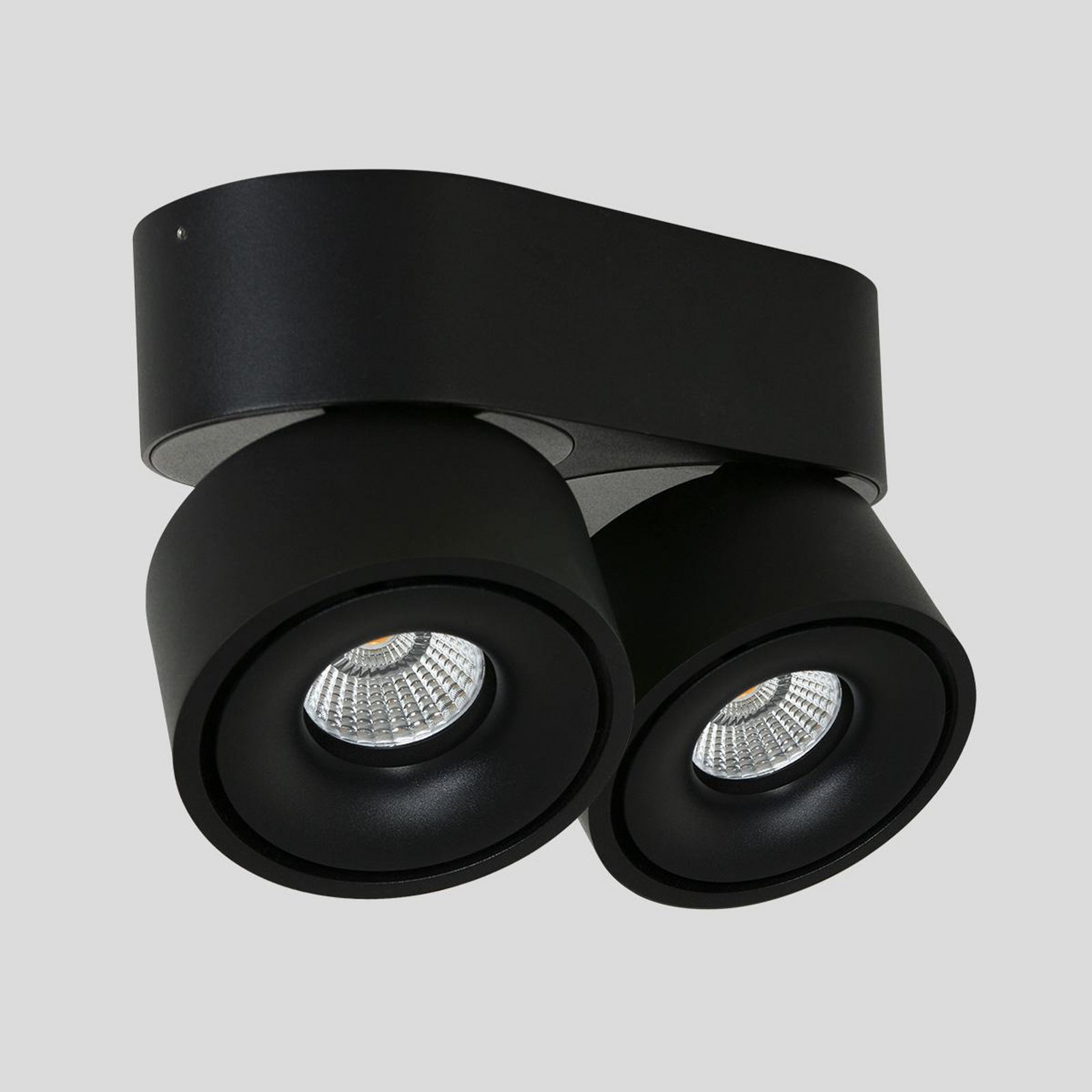 LED ceiling spotlight Fez, black, 2-bulb, metal, swivelling