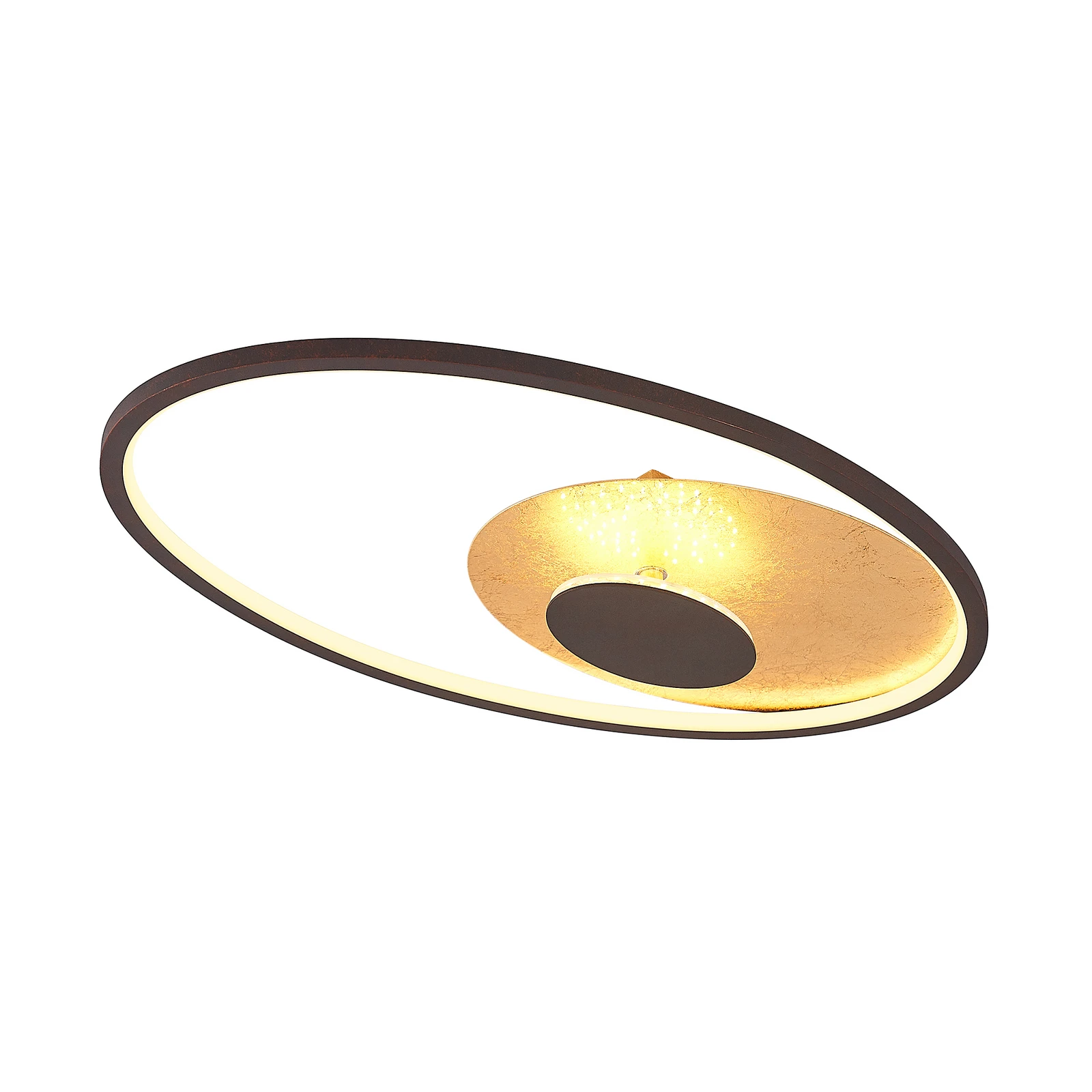 Plafoniera LED Lindby Feival, 61 cm, ruggine/oro, dimmerabile