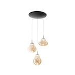 LED pakabinamas šviestuvas Deva, 3 lemputės, Ø 50 cm, gintaro spalvos, CCT,