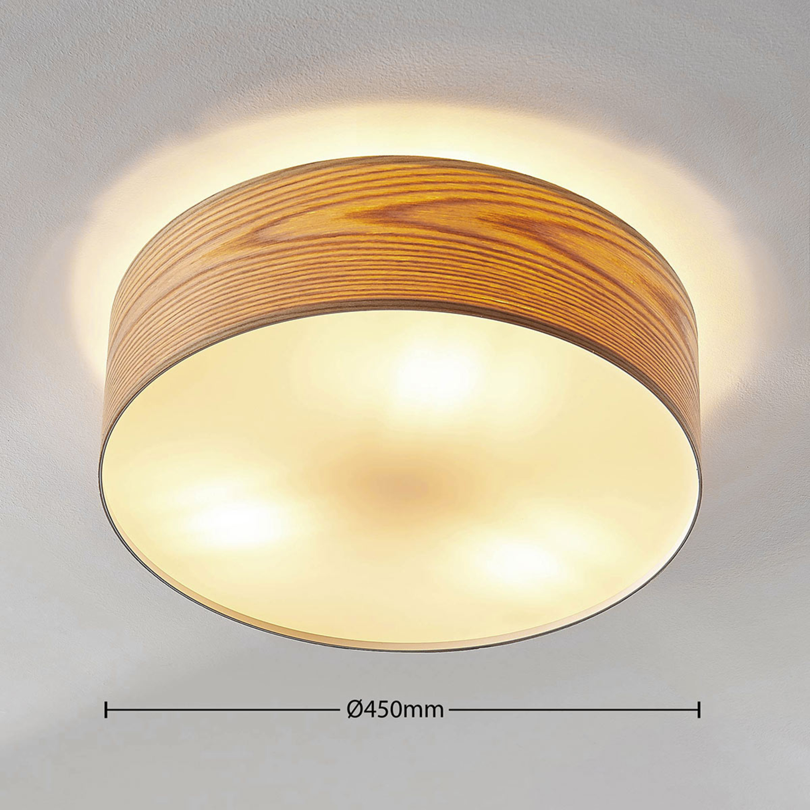 Houten plafondlamp Dominic in ronde vorm