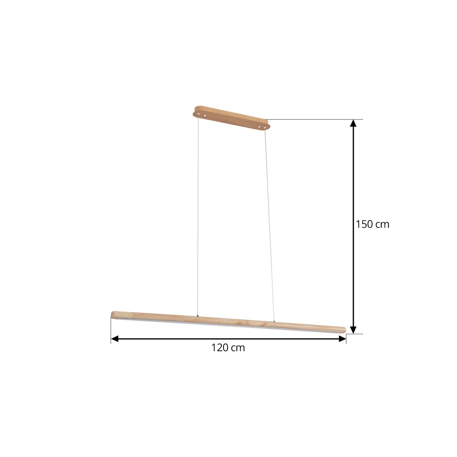 Lucande lámpara colgante LED Maruta, madera, haz, 120 cm, 3000K