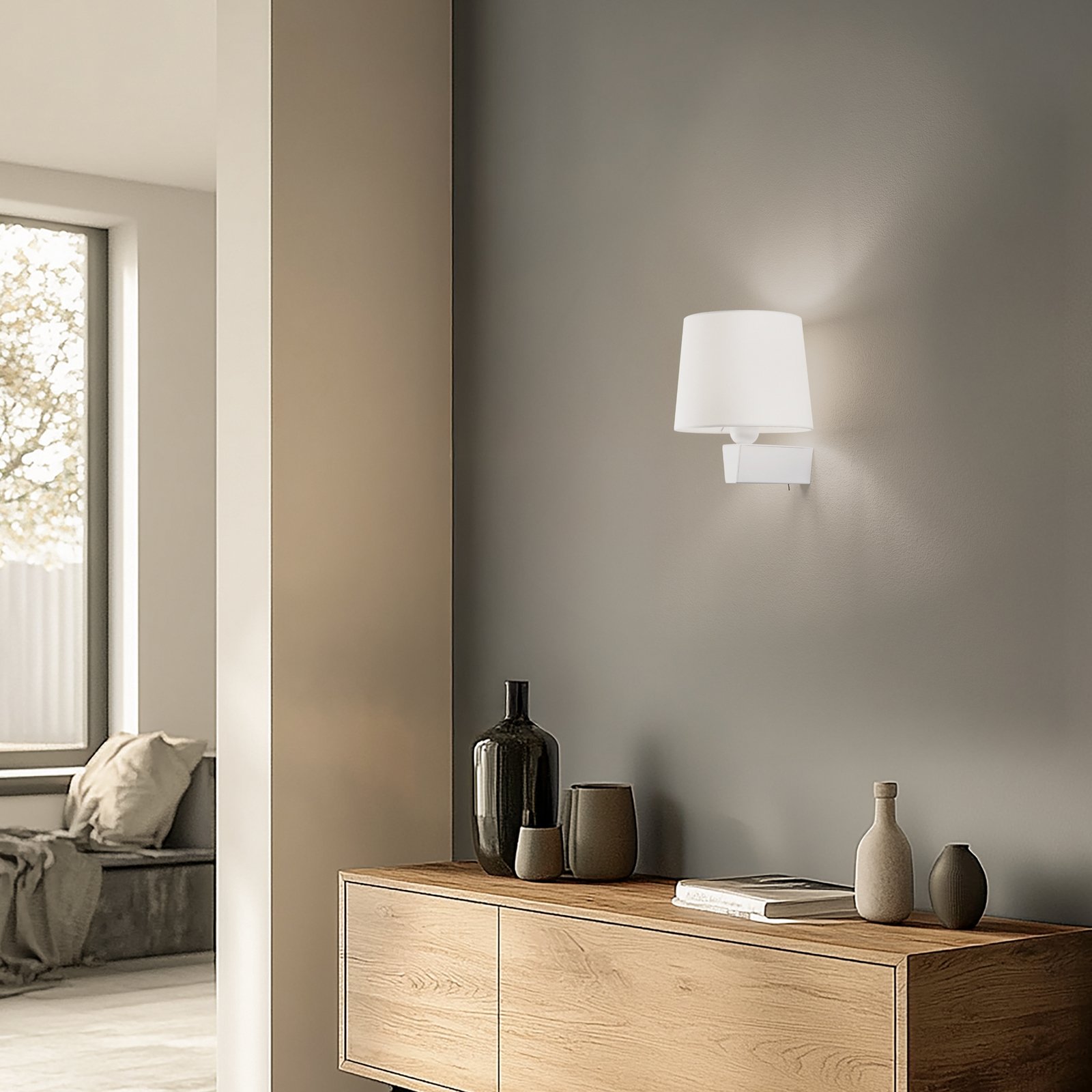 Aplique de pared Chillin I con interruptor, blanco