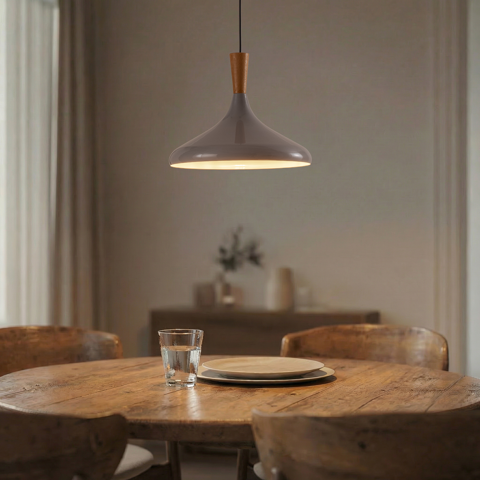 Lampă suspendată Chris, gri/alb, Ø 35 cm, metal