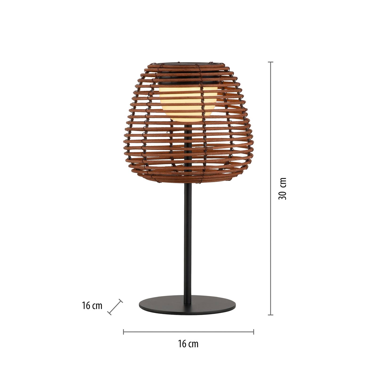 JUST LIGHT. Akumulatorowa lampa stołowa LED Askia, rattan, IP54 Touchdim