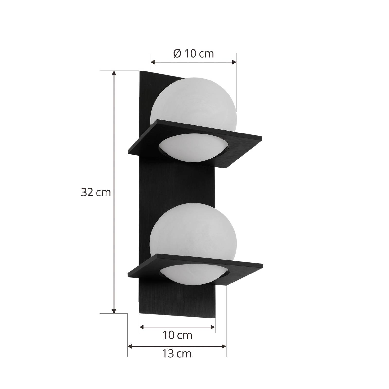 Lampa sufitowa Lucande Kulka, 2-punktowa, czarny, szkło, G9