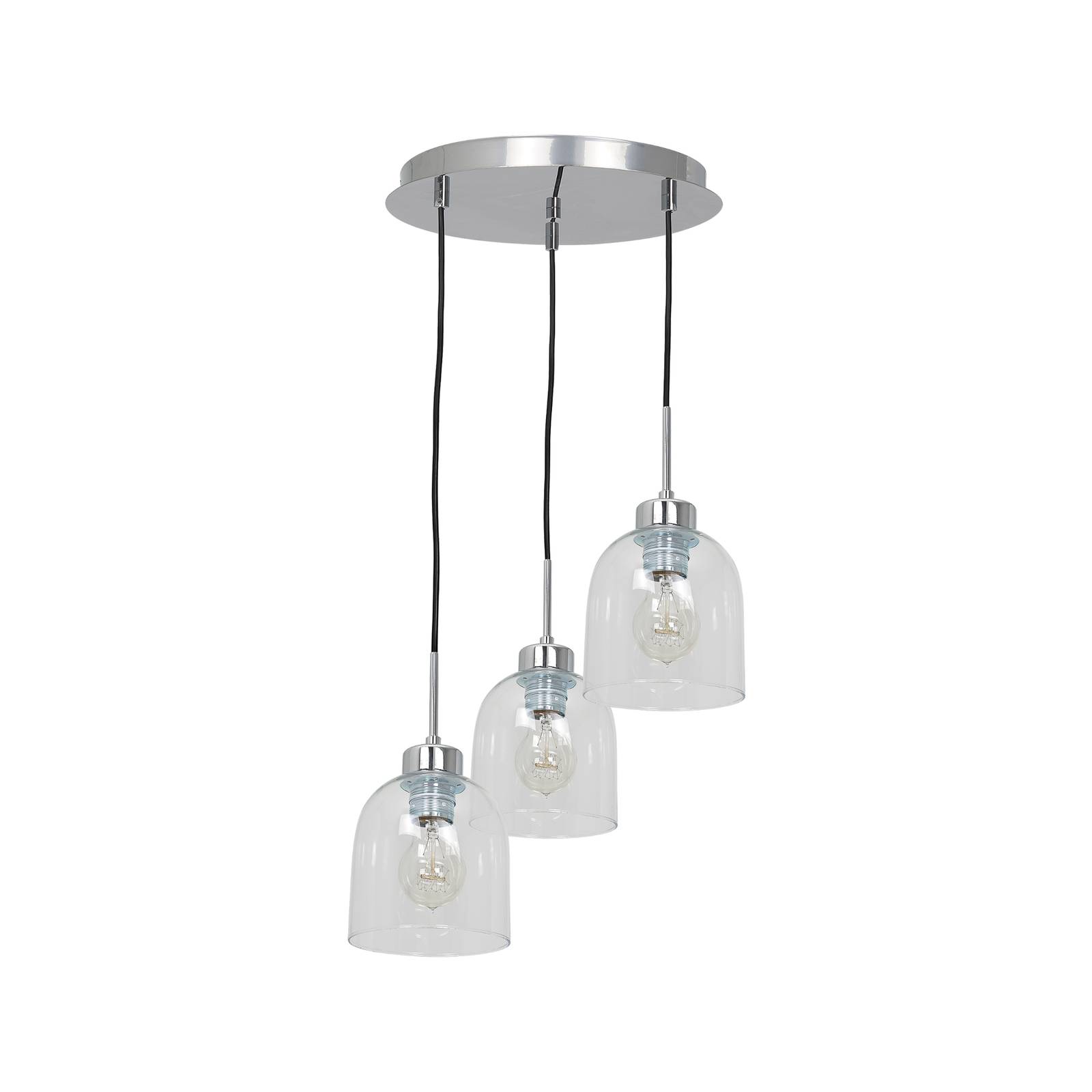 Suspension Fill claire/chromée 3 lampes ronde