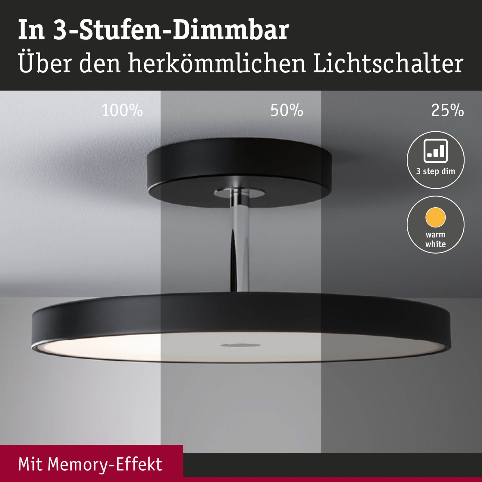 Hildor LED Stropní Lampa Zigbee Dim. Matt Černá - Paulmann