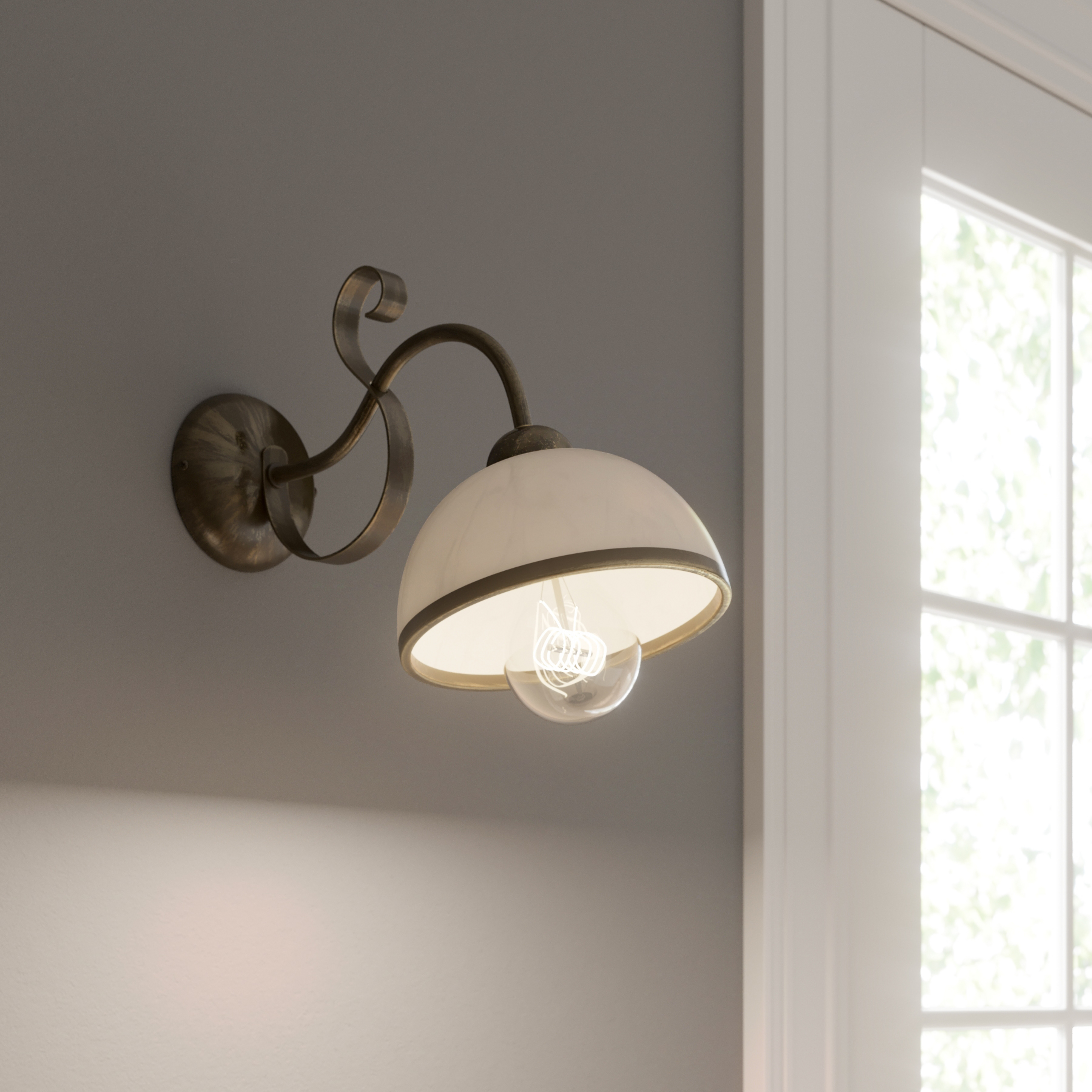 Vegglampe Antica i landlig stil, 1 lyskilde