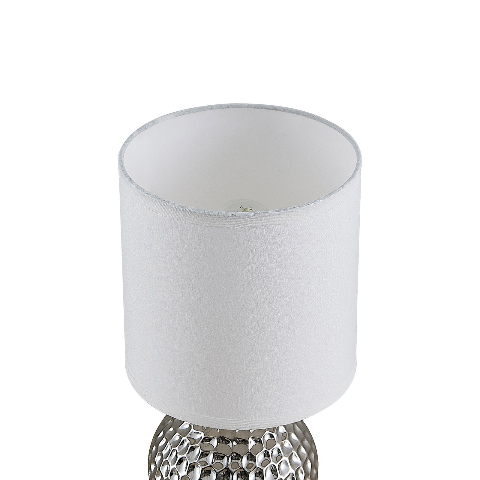 Lindby Tyras table lamp, white, silver ceramics