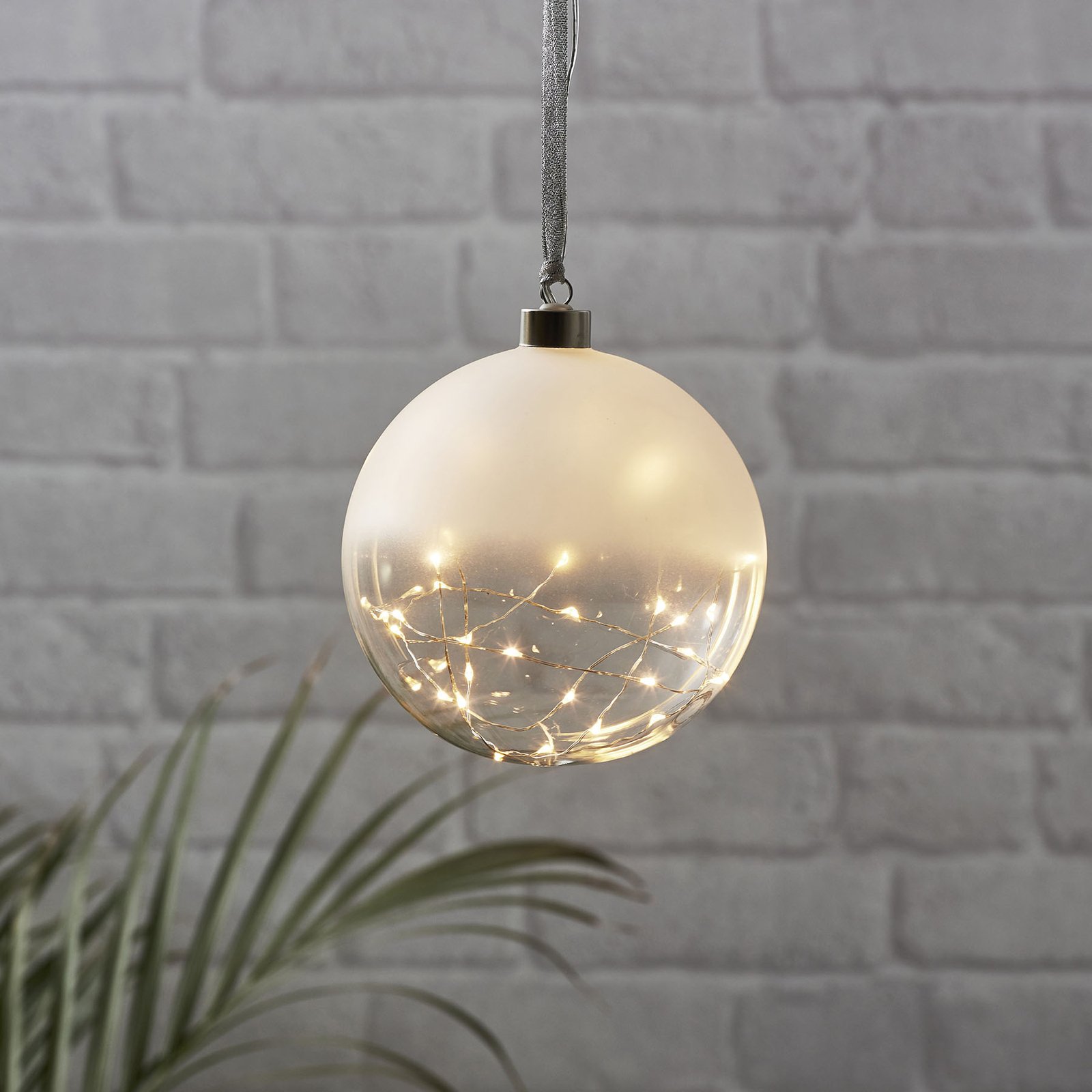 Glow LED decorative bauble frosted/clear Ø 15 cm