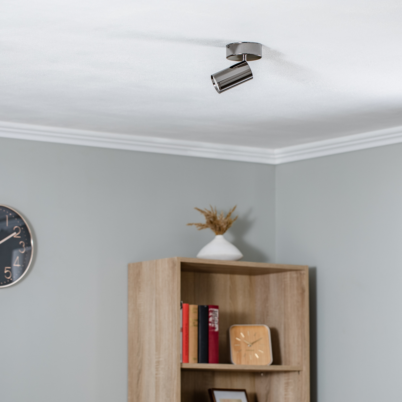 Spot pour plafond Spotte, noir-chromé, à 1 lampe