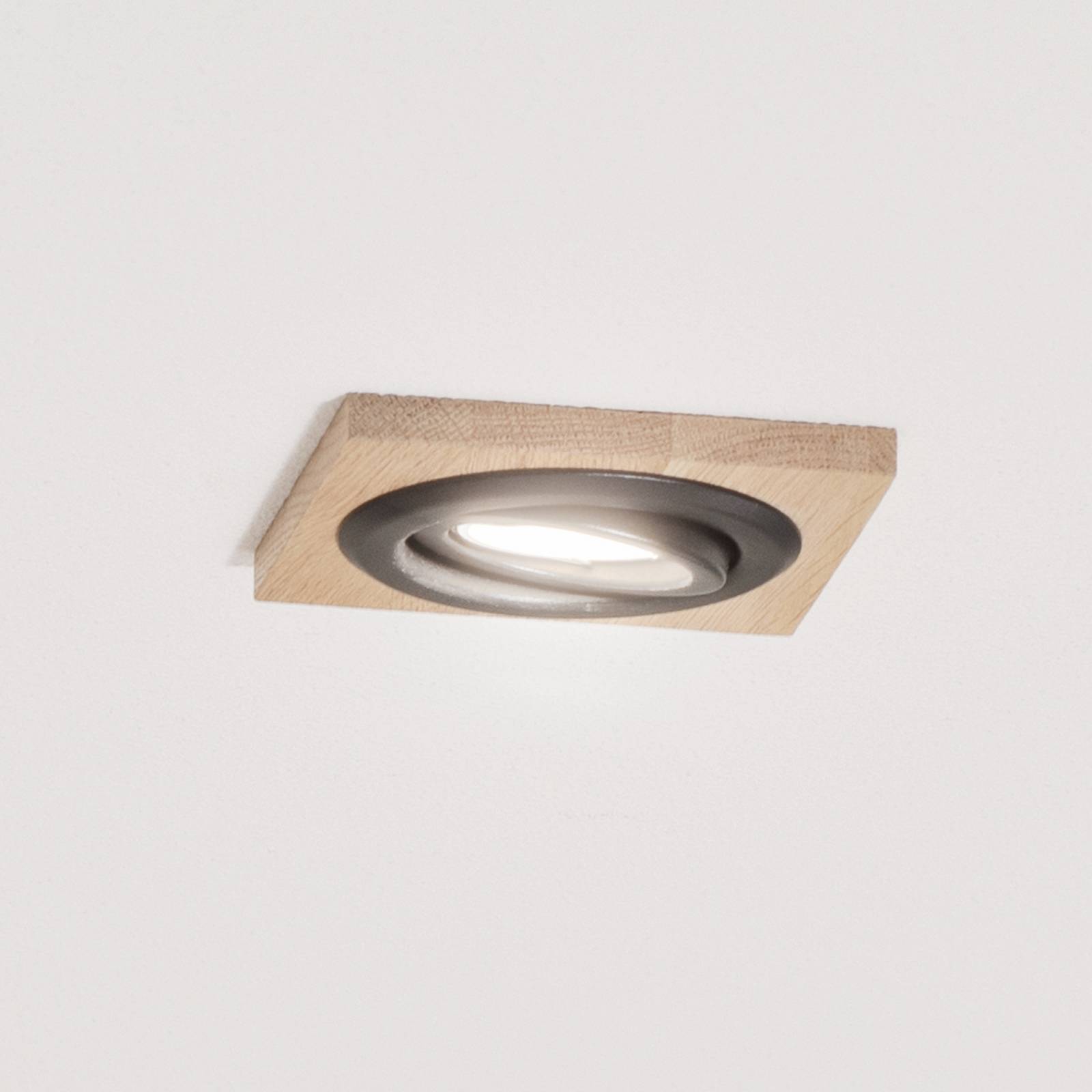 Deckeneinbaulampe Tobby, 10 x 10 cm, 3er-Set Eichenholz GU10 günstig online kaufen