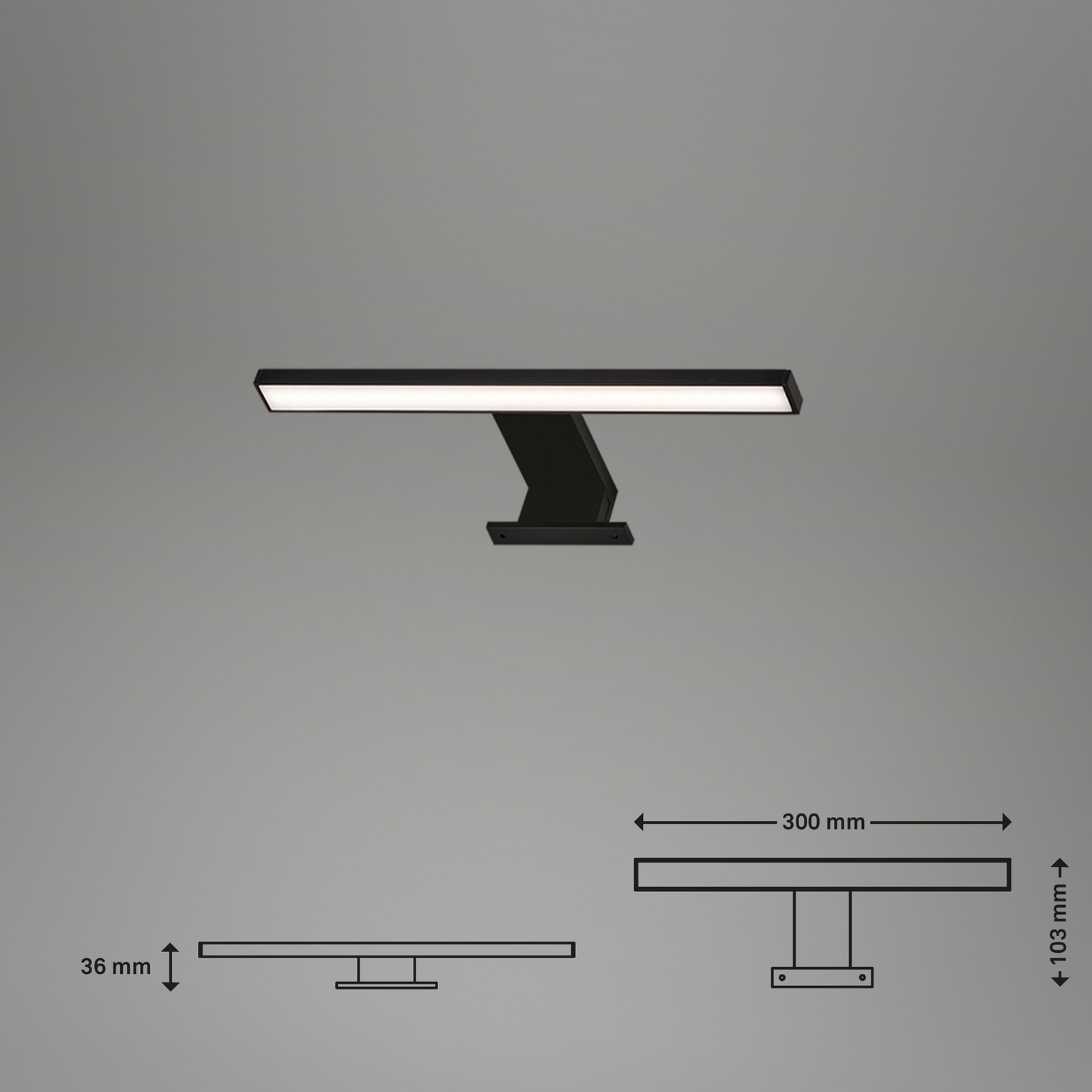 LED spiegellamp Dun Brilo, IP44, breedte 30 cm