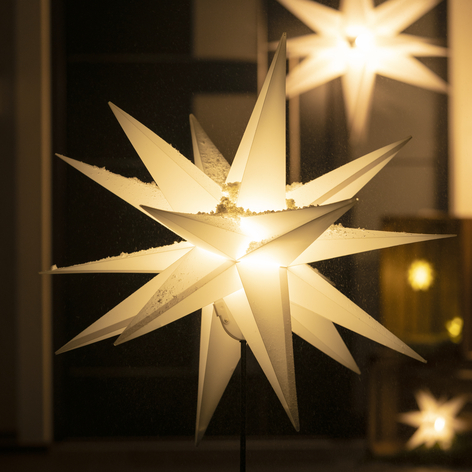 LED-stjerne, ude, med jordspyd, Ø 55 cm