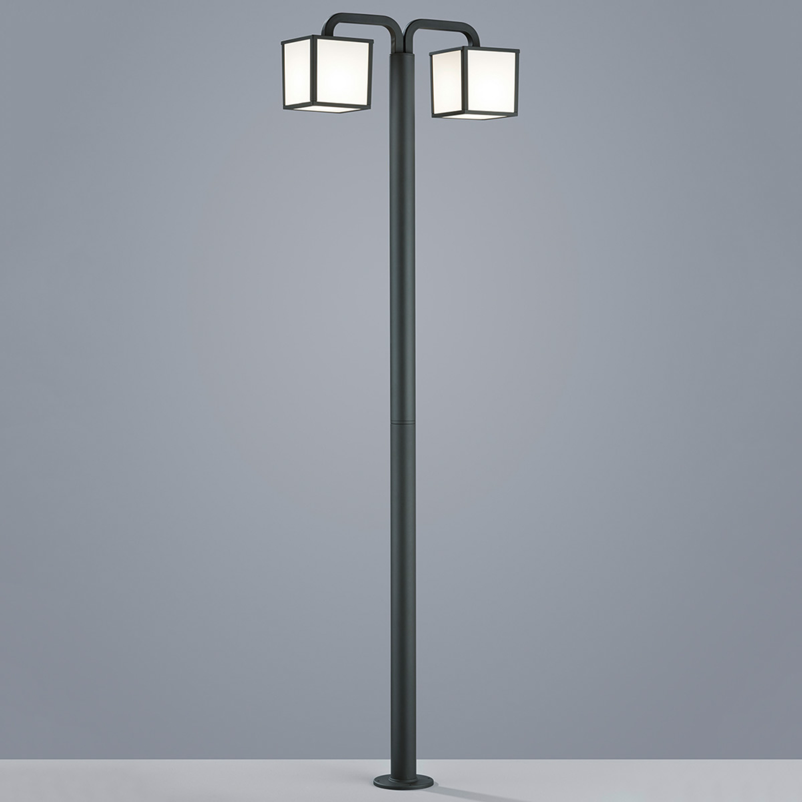 Trio Lighting Cubango LED post light with two cubic lampshades, die-cast aluminium, plastic, E27, 5 W, energy efficiency: A+, W: 61.5 cm, H: 200 cm