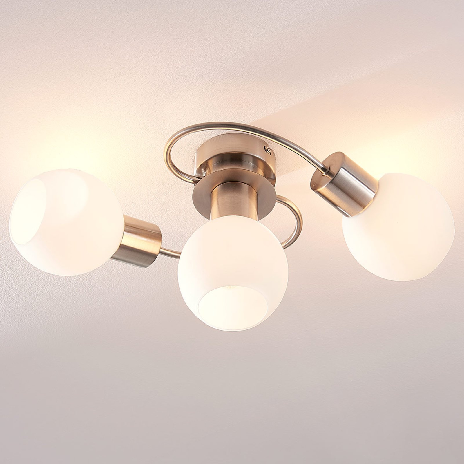Plafondlamp Ciala, 3-lamps, nikkel