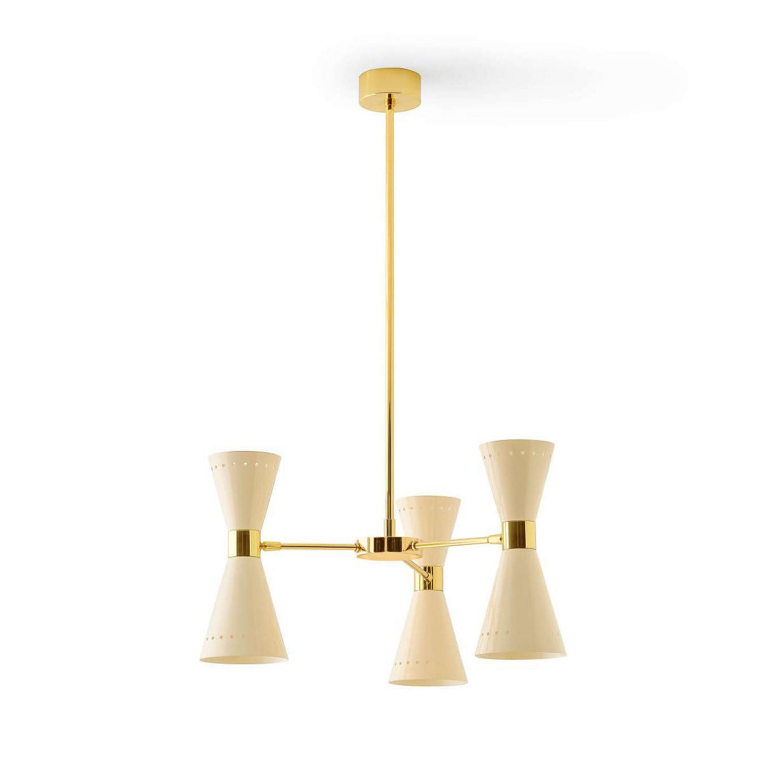 Lampă suspendată Stilnovo Megafono culoare fildeș 54 cm 6 becuri - Camera de zi / sufragerie - Design - fildeș auriu - Metal