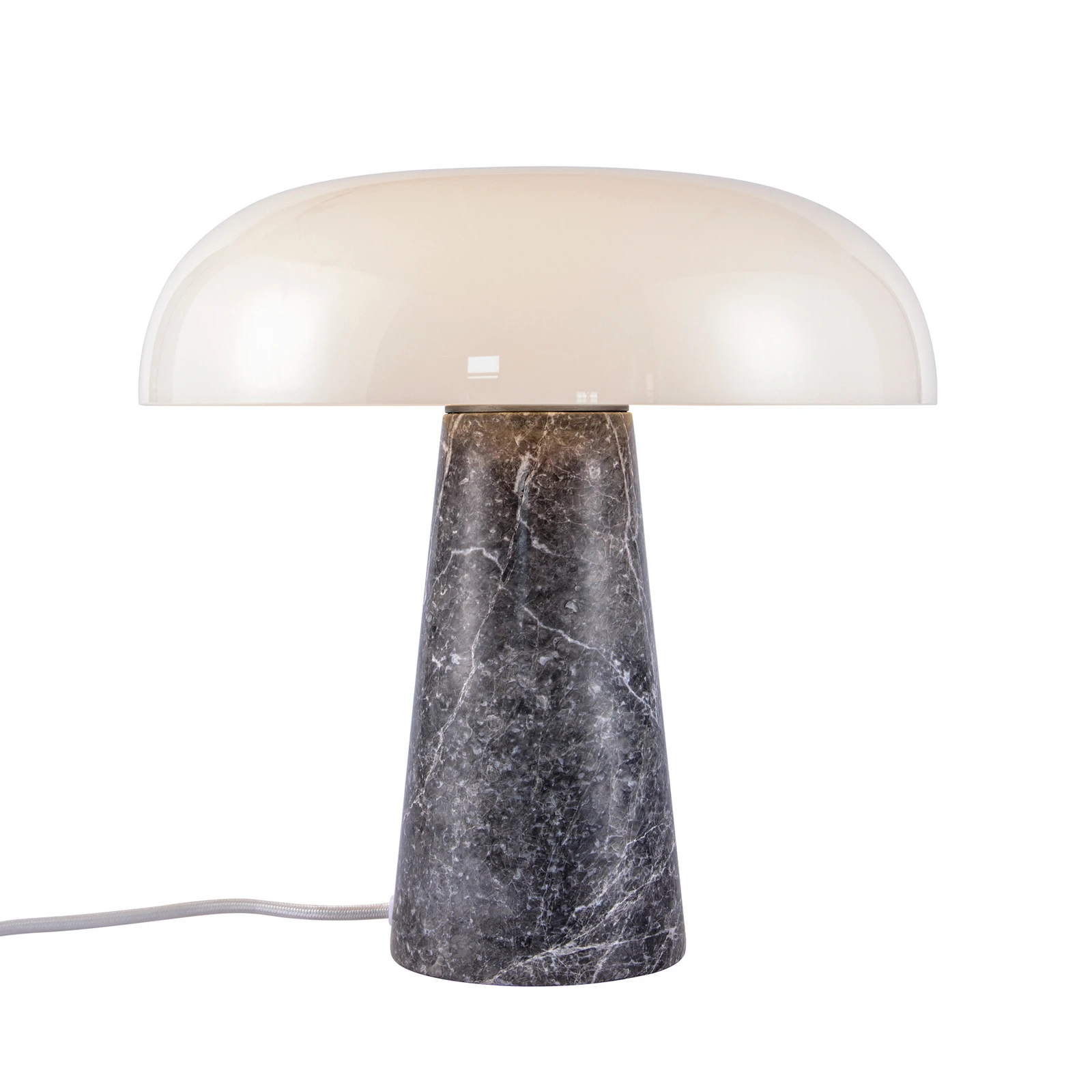 Spīdīga galda lampa, pelēka/opal balta