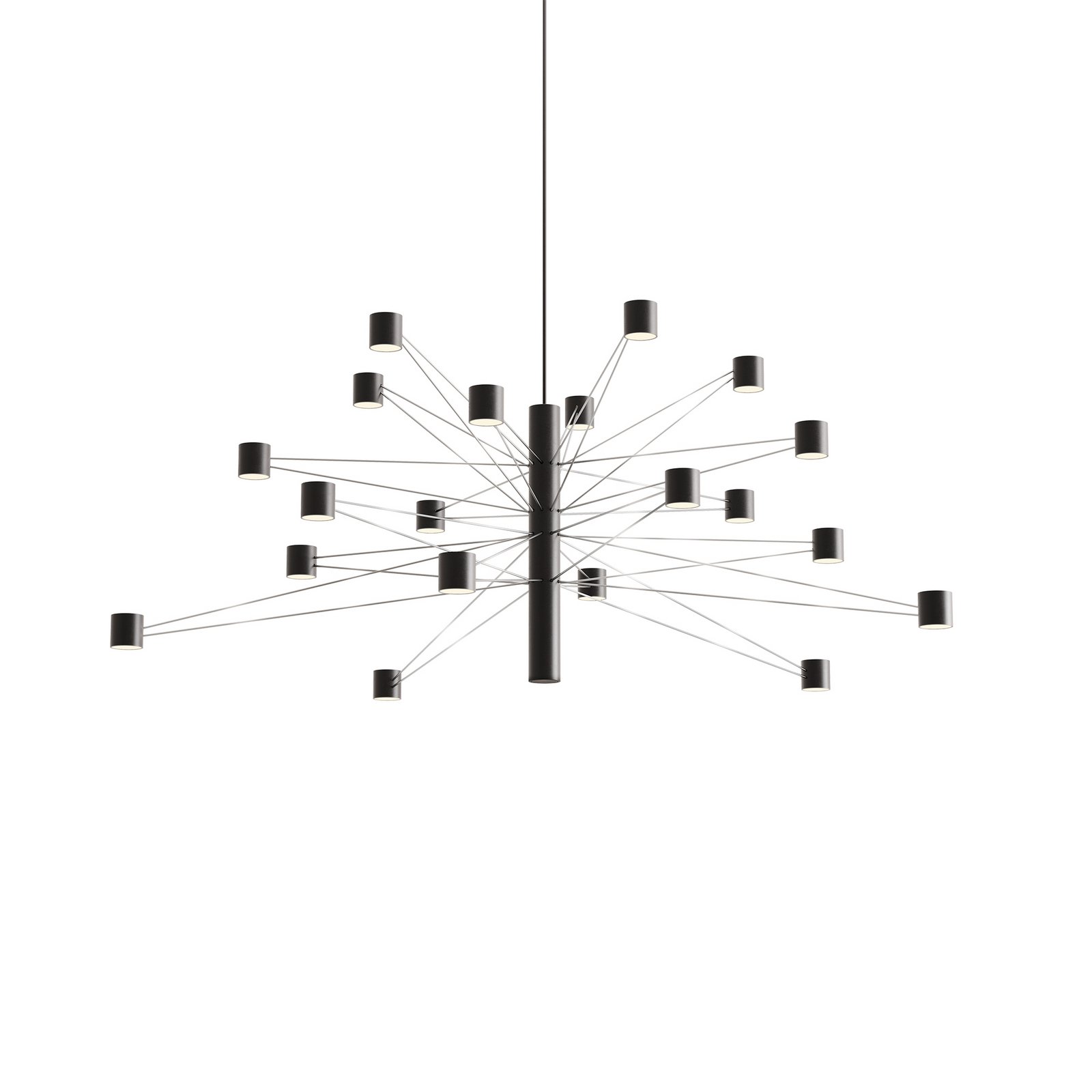 kdln LED závěsné světlo POLAR 20.2, Ø 107 cm černé 20-flg. stmívatelné