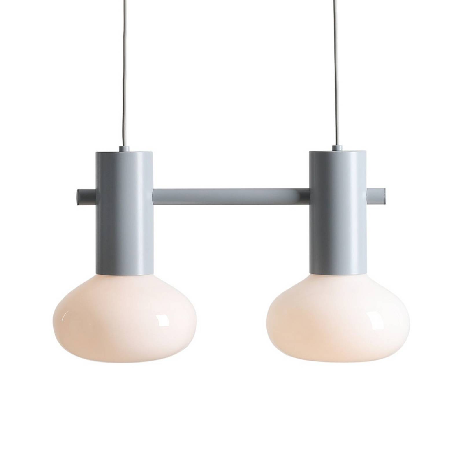 Żyrandol Flo, szara, 2-punktowa, szkło