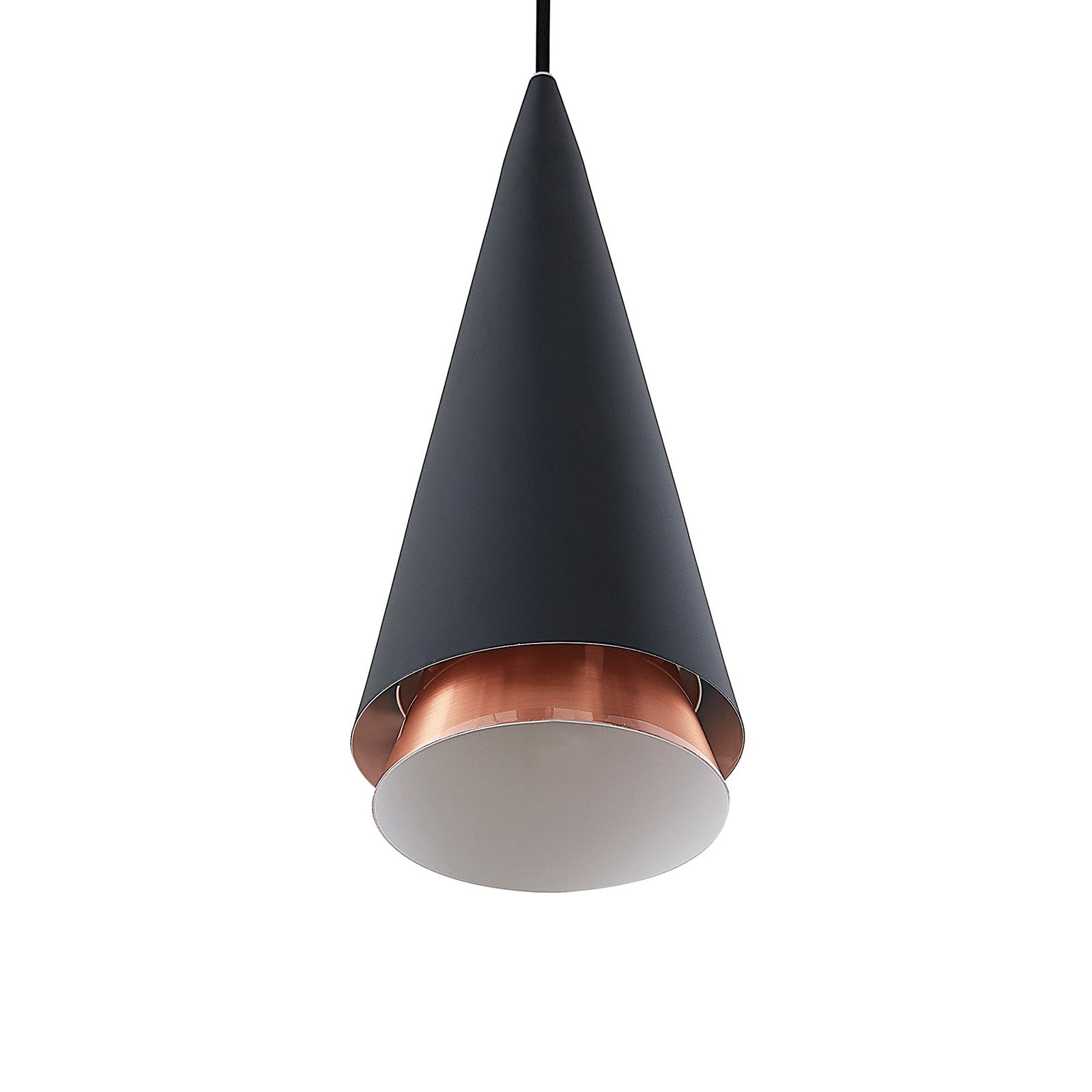 Lucande Naoh hanging light round, 3-bulb, black