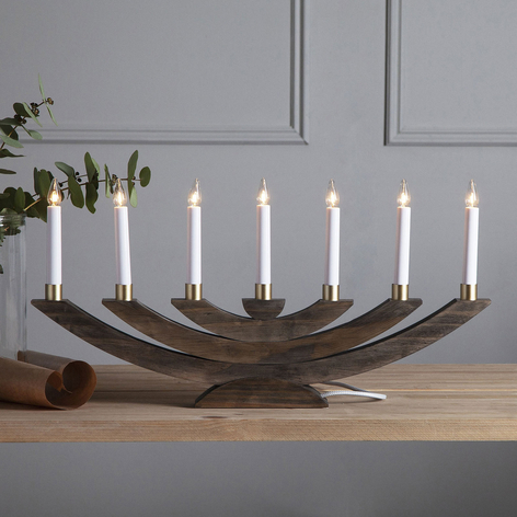 Fensterleuchter Navida, Holz, 7-flammig, braun