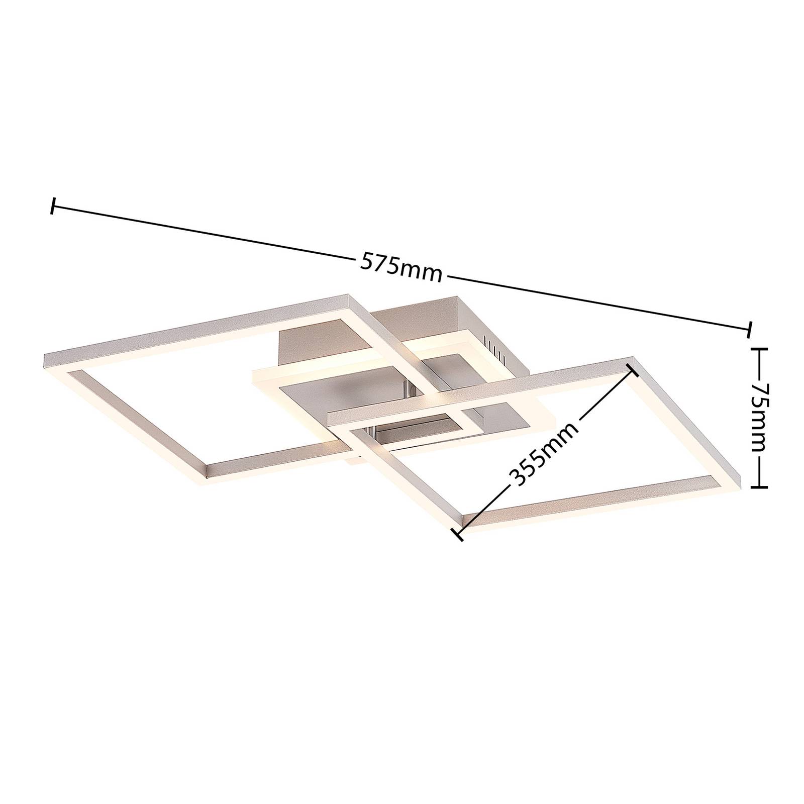 Lampa sufitowa LED Lindby Fjardo, kątowa, srebrna, CCT, pilot