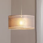 Duo Den Light pendant light, silver-grey, Ø 50 cm, linen, PVC