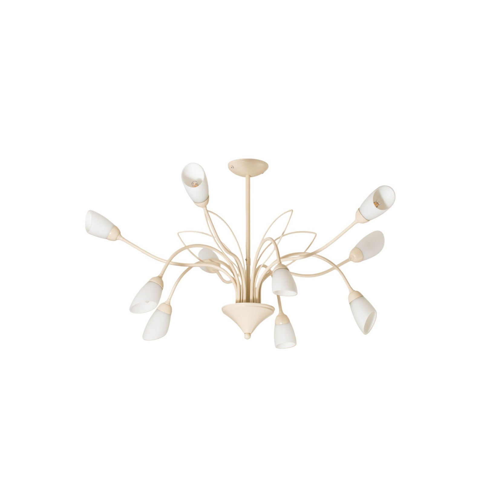 Plafonnier Gloriosa, verre, crème, à 10 lampes