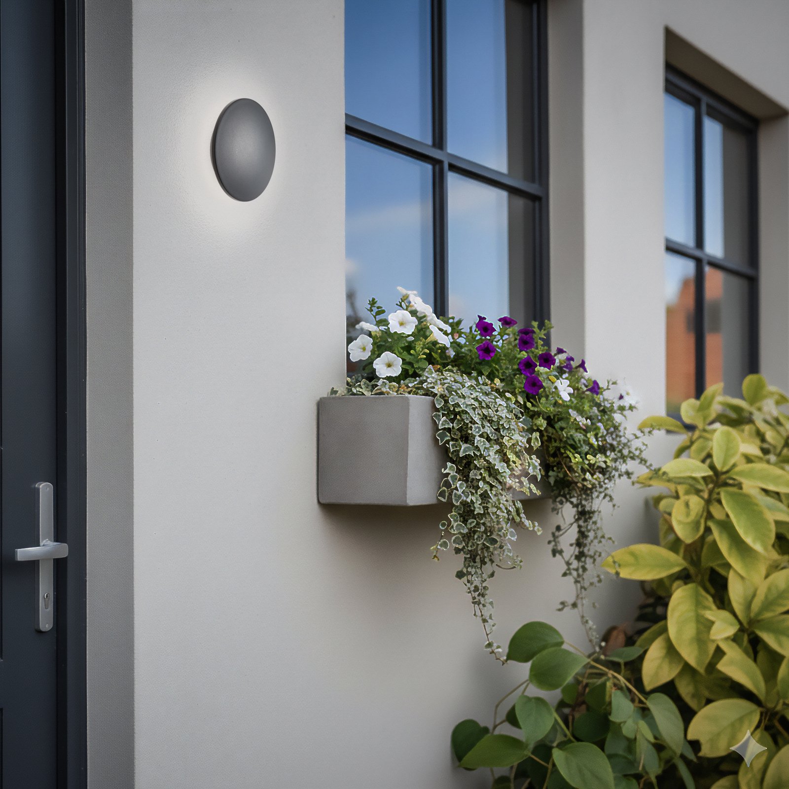 LED-vegglampe Aria M, svart, aluminium, Ø 18 cm