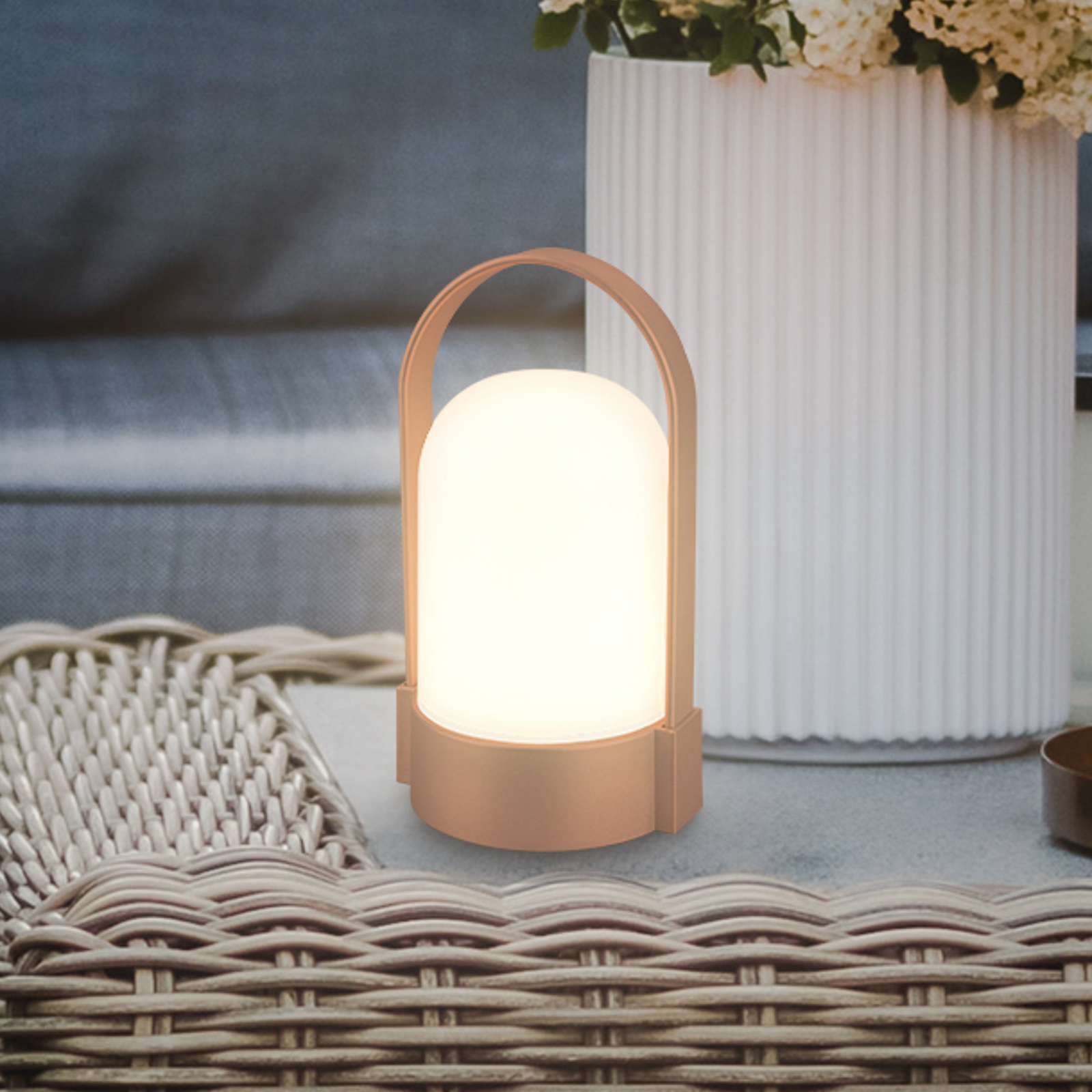 LED-Akku-Tischlampe ASA, kupferfarben, Höhe 15,5 cm, IP44