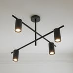 Lindby taklampe Marilou, sand svart, 4 lyskilder, Ø 70 cm