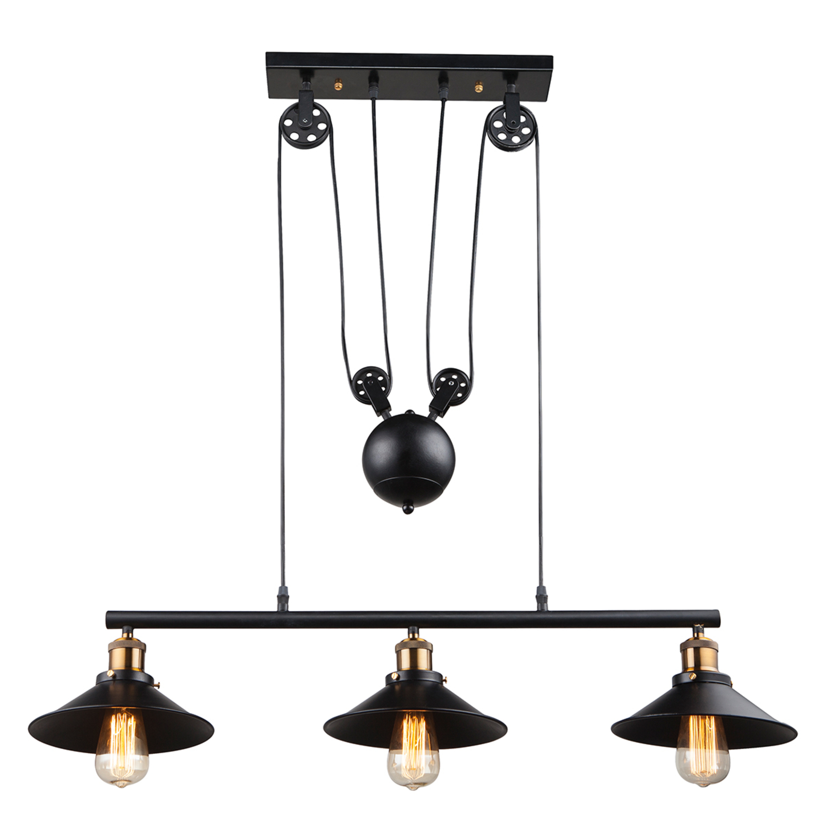 Hanglamp Viktor met 3 lichtbr - in hoogte verstelb
