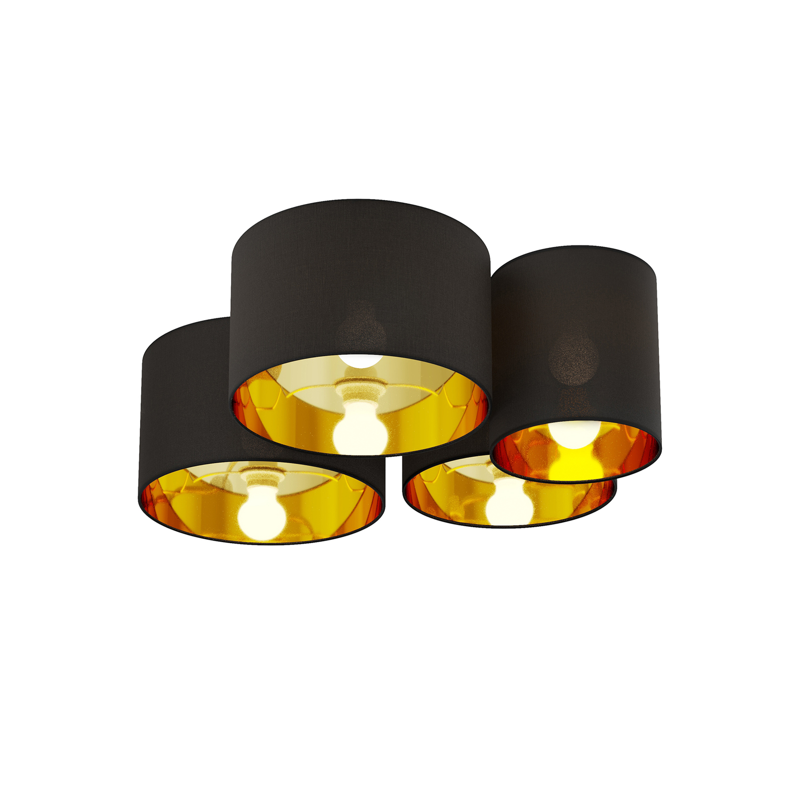 Lindby Laurenz plafonnier, 4 lampes, noir-or