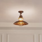 Lindby ceiling light Louisanne, brown, metal, Ø 35cm