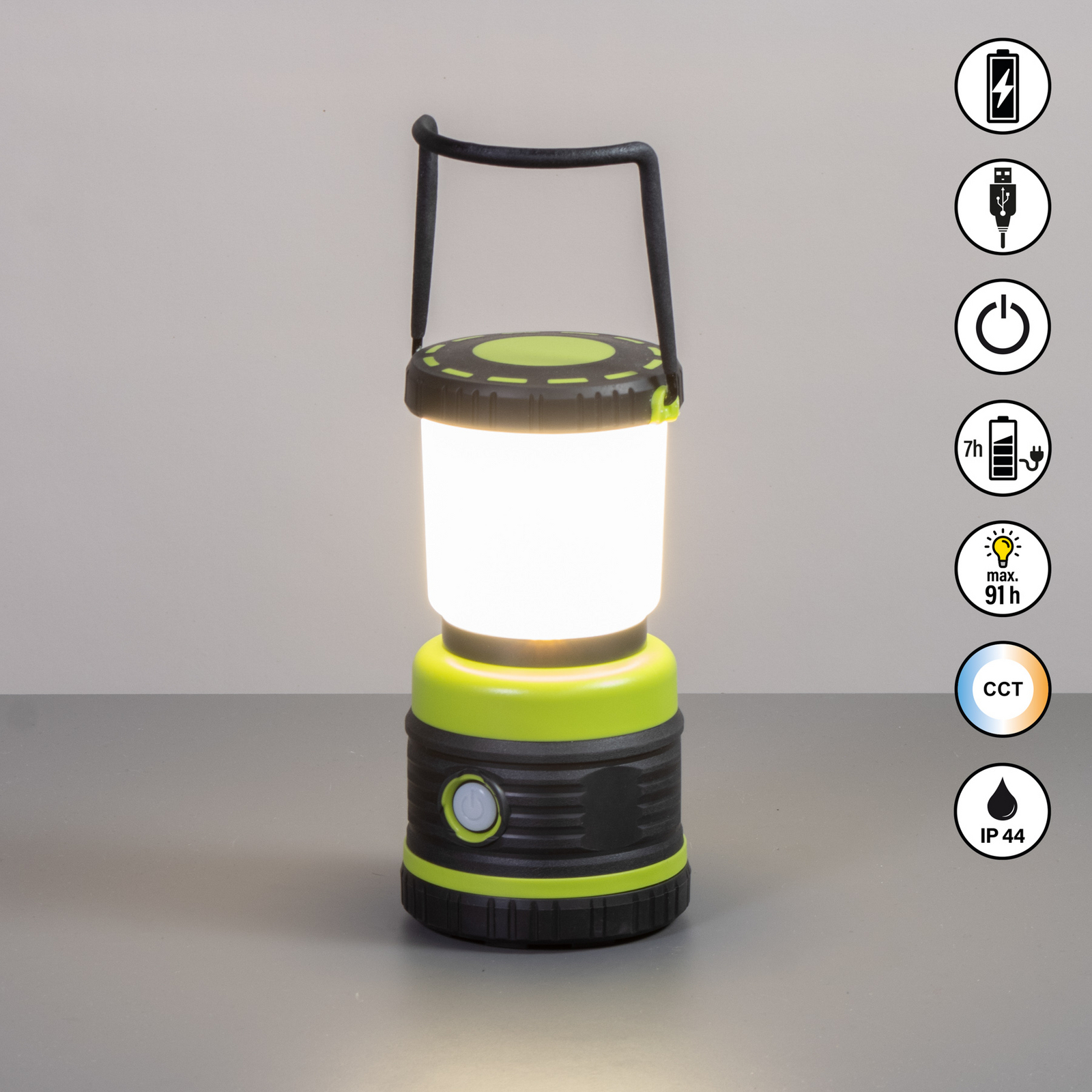 LED rechargeable outdoor lamp 850944 black/green Height 19 cm Plastic